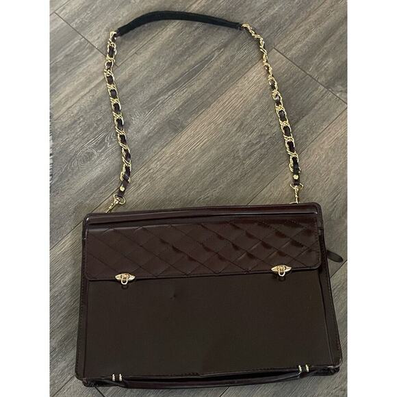 Vtg. Top Handle Messenger Shoulder Bag Attache Briefcase Oxblood Burgundy Career - Picture 1 of 14